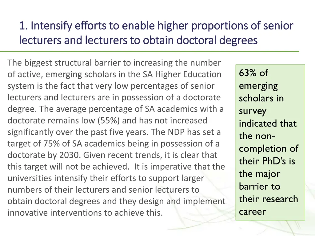 1 1 intensify intensify efforts to lecturers