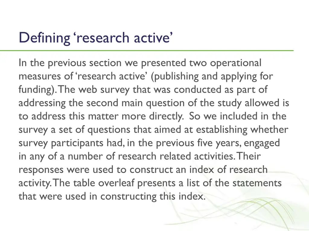 defining research active