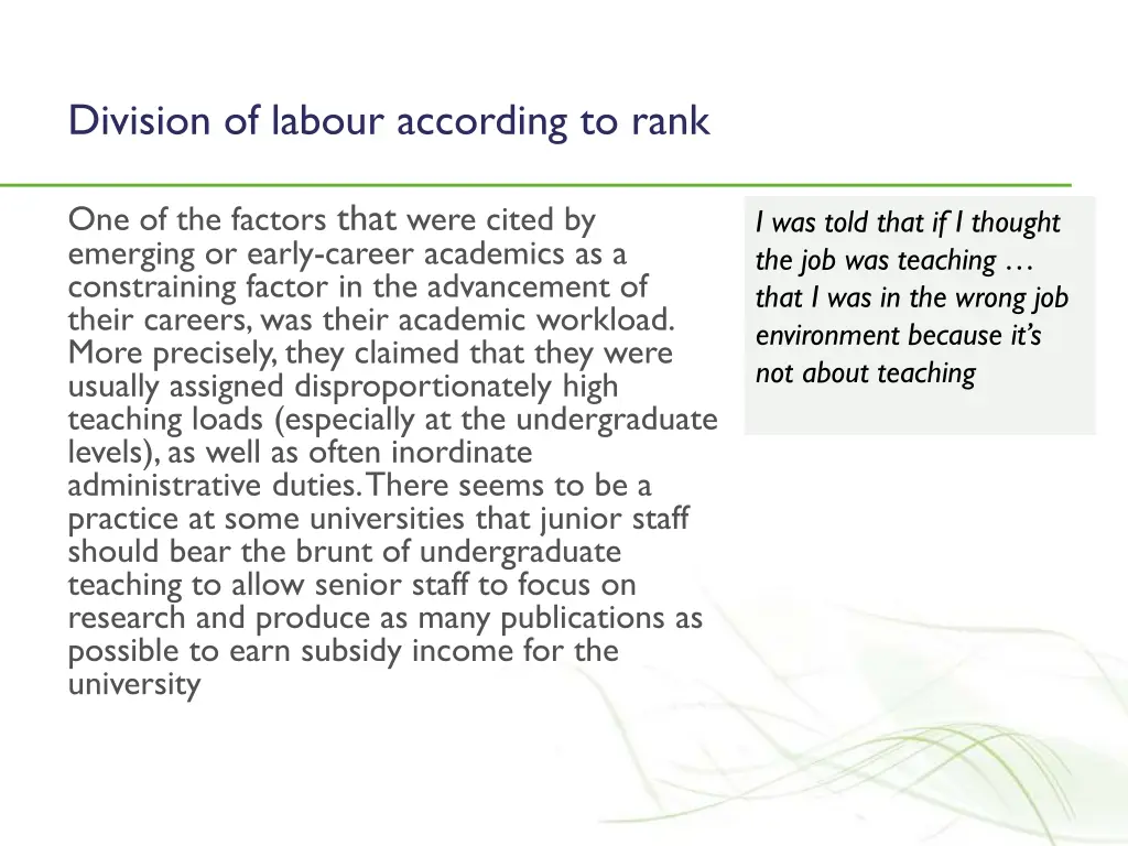 division of labour according to rank