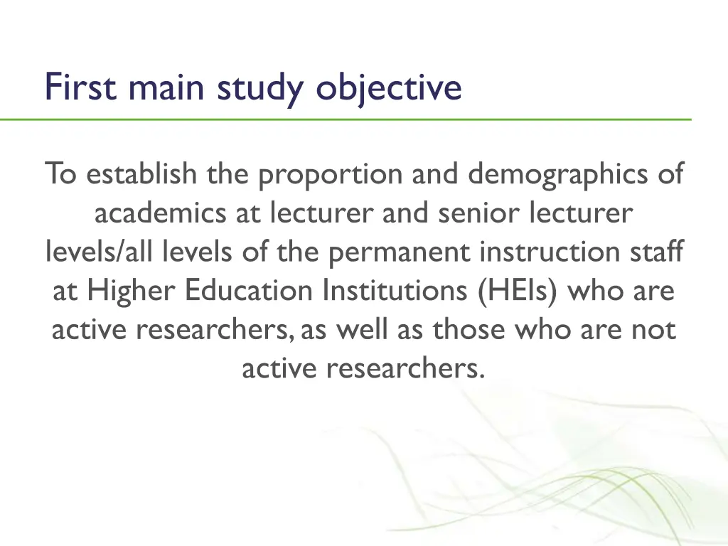 first main study objective