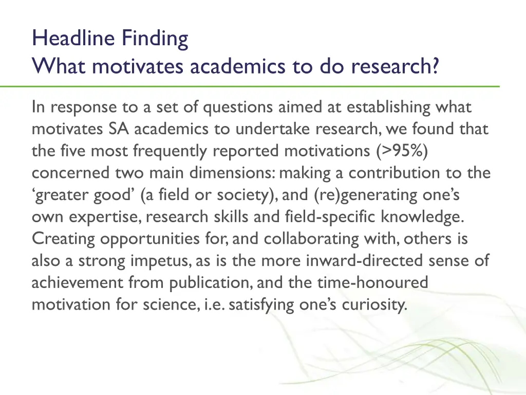 headline finding what motivates academics
