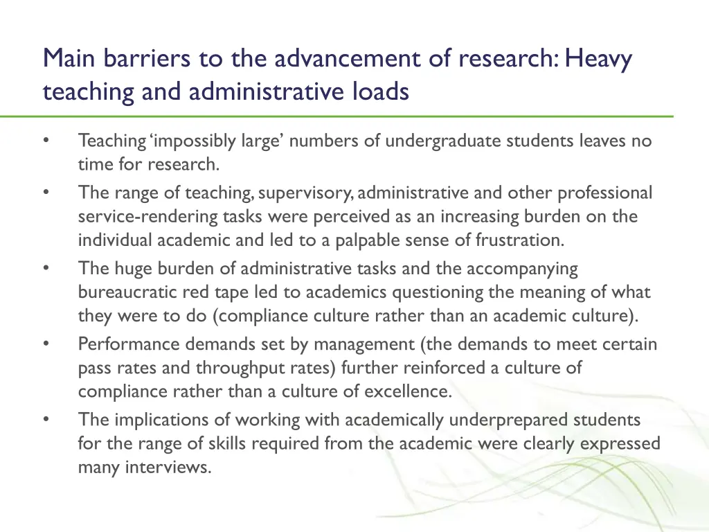 main barriers to the advancement of research