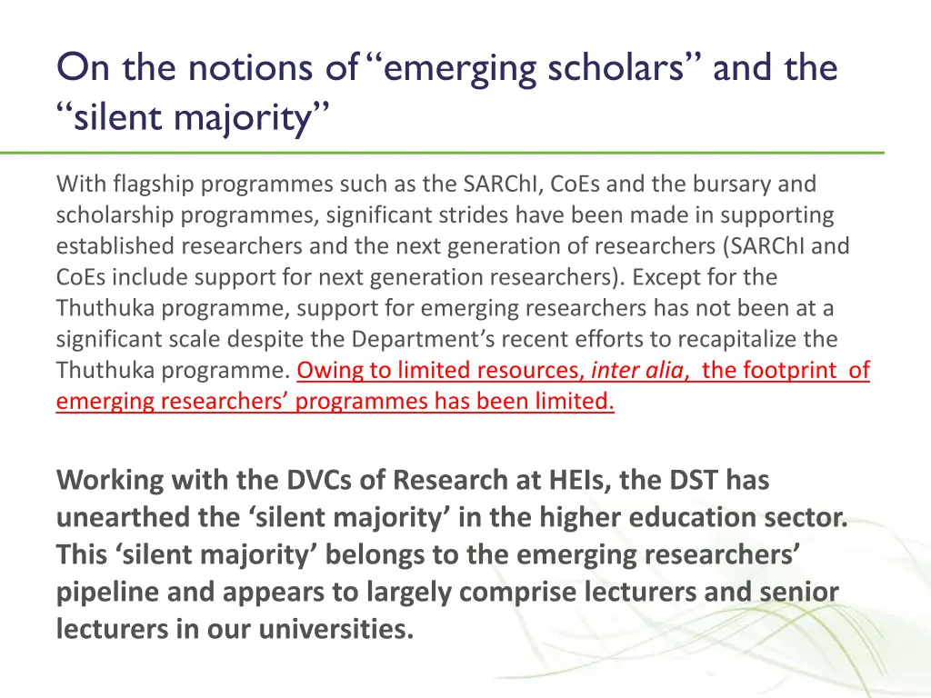 on the notions of emerging scholars