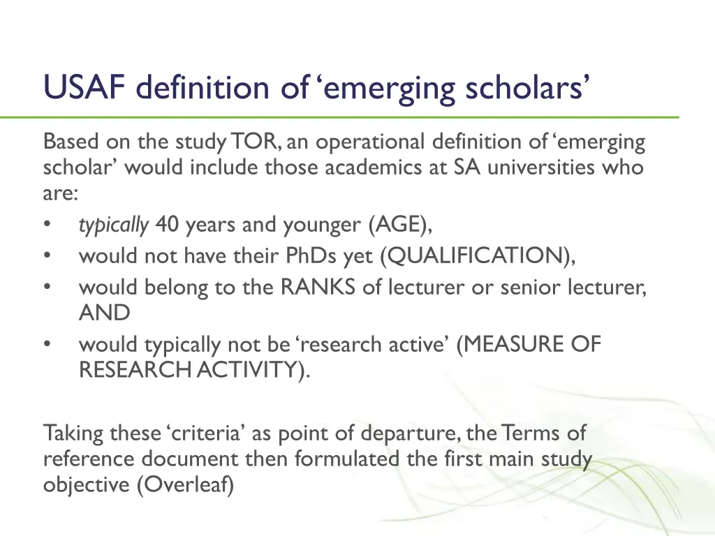usaf definition of emerging scholars
