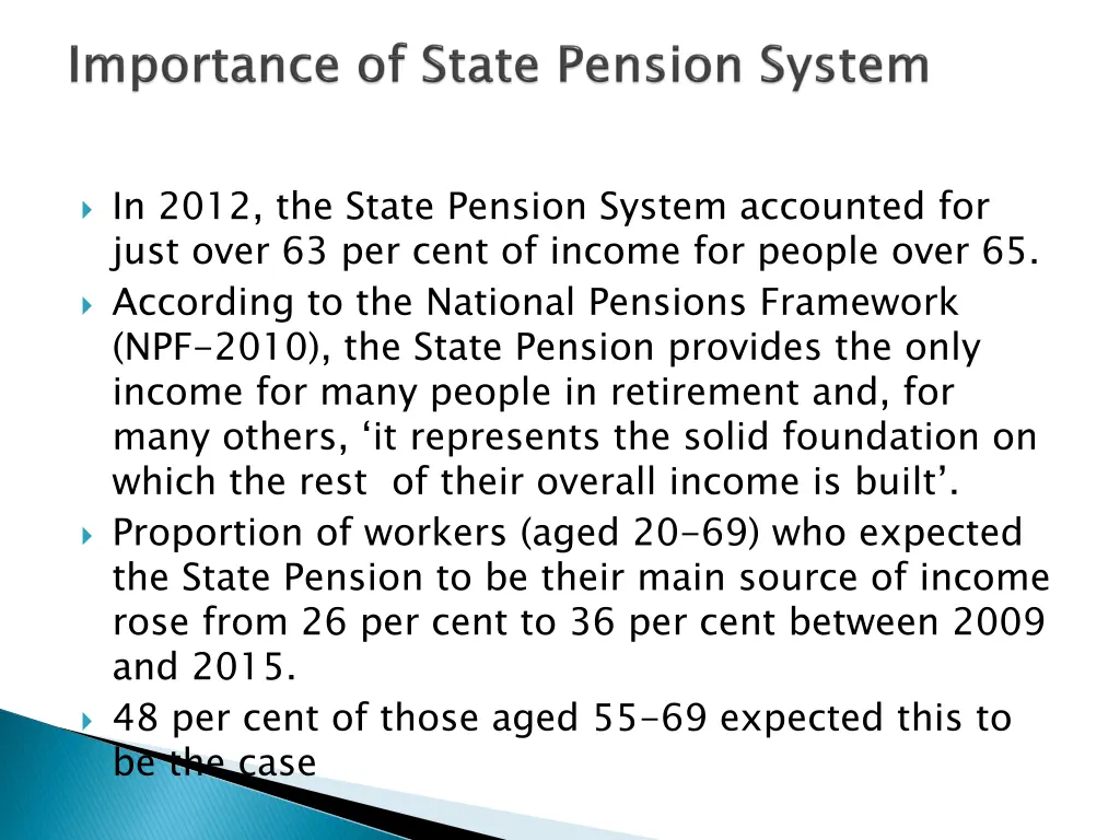 in 2012 the state pension system accounted