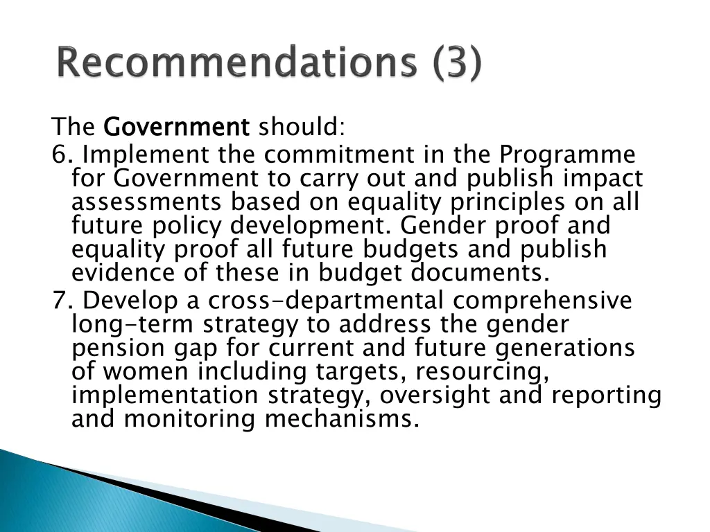 the government 6 implement the commitment