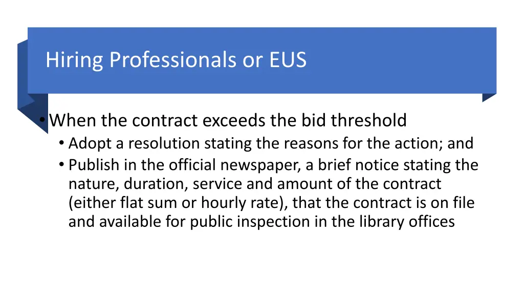 hiring professionals or eus