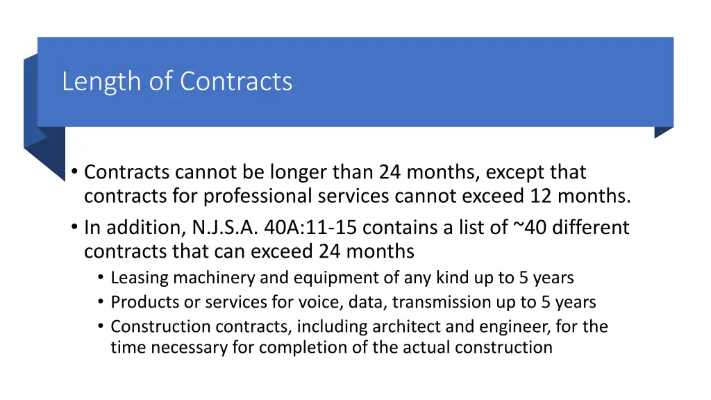 length of contracts