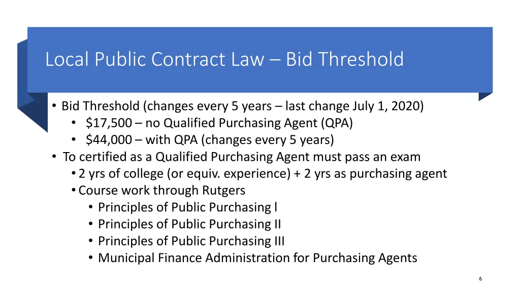 local public contract law bid threshold