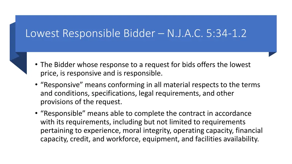 lowest responsible bidder n j a c 5 34 1 2