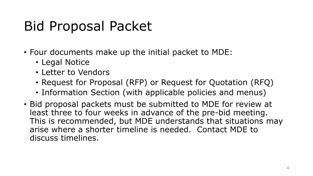 bid proposal packet