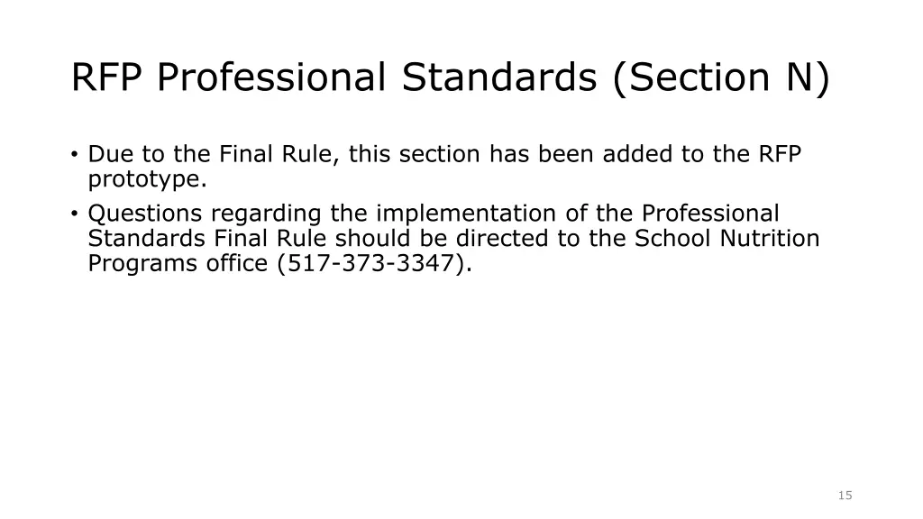 rfp professional standards section n