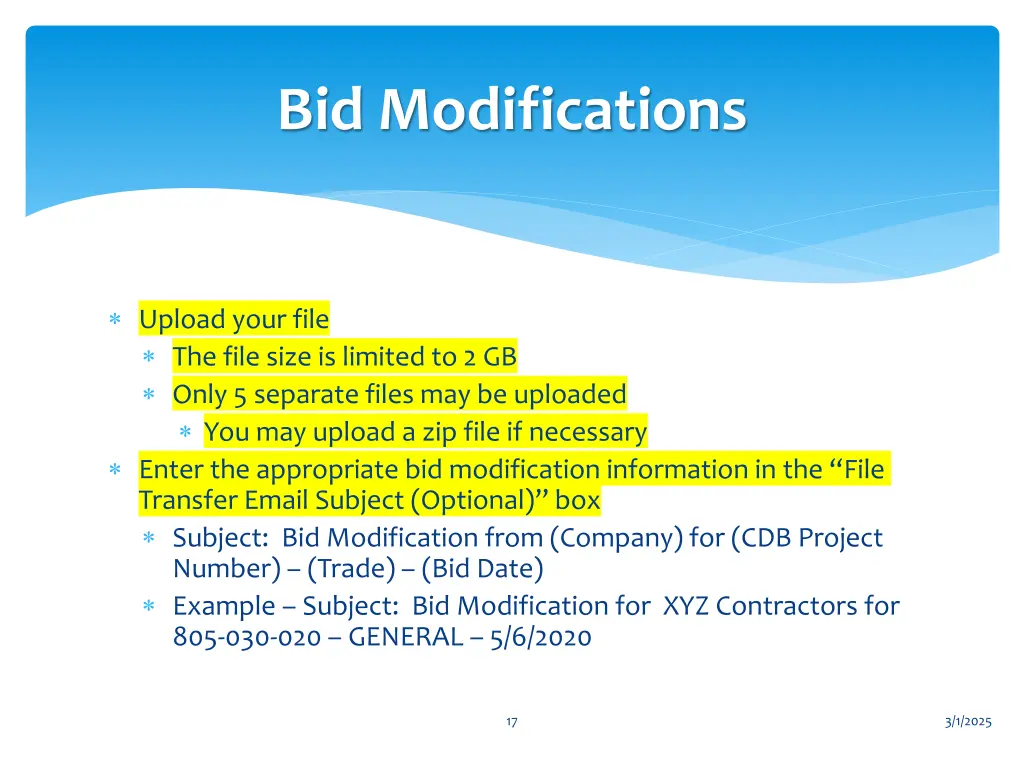 bid modifications 1