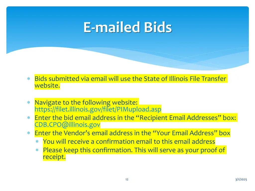 e mailed bids