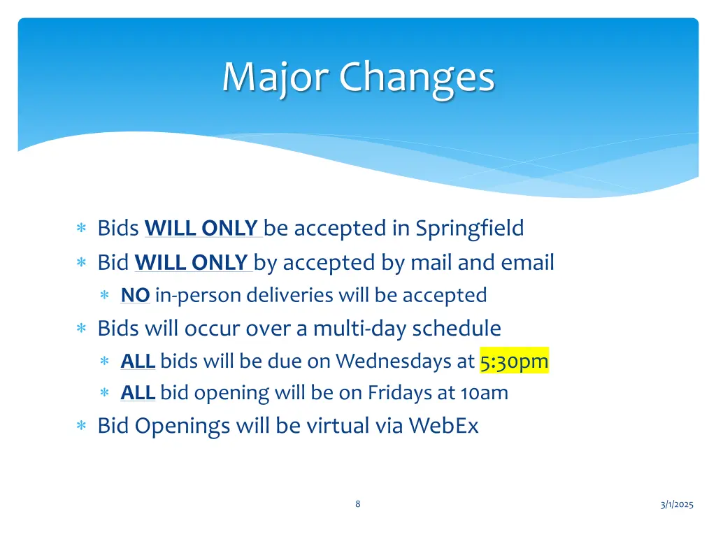 major changes