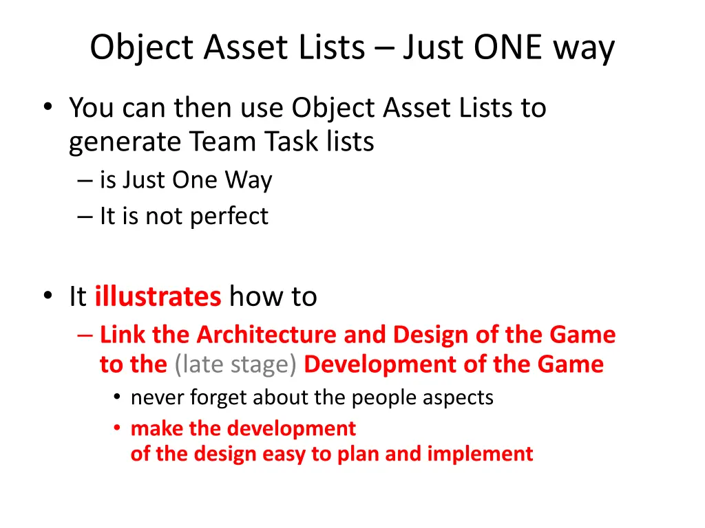 object asset lists just one way