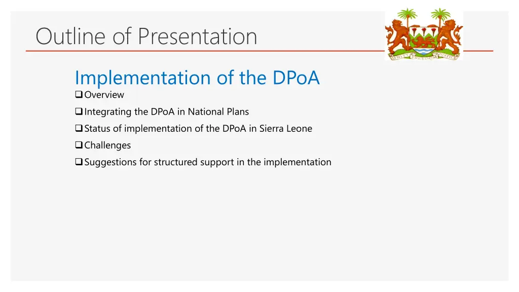 outline of presentation
