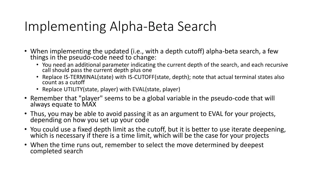 implementing alpha beta search