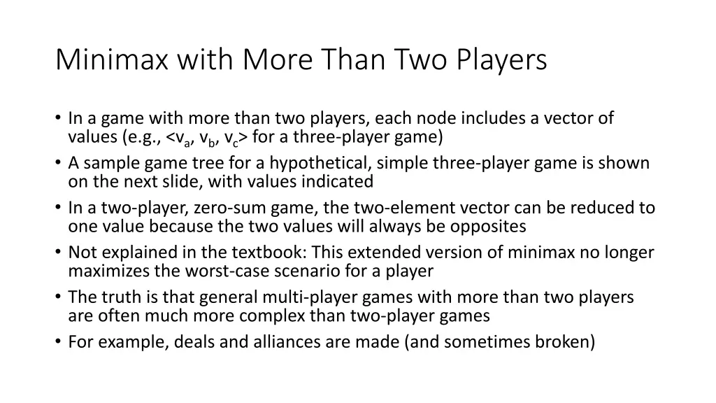 minimax with more than two players