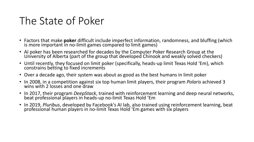 the state of poker
