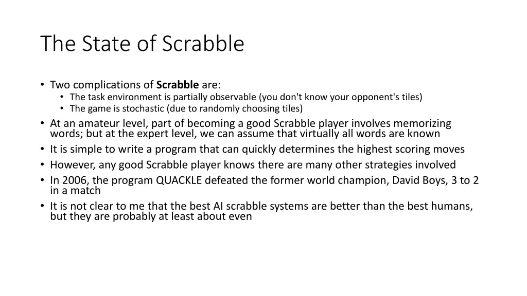 the state of scrabble