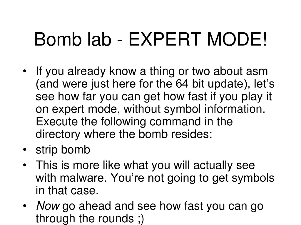 bomb lab expert mode