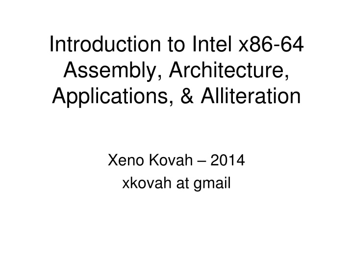 introduction to intel x86 64 assembly