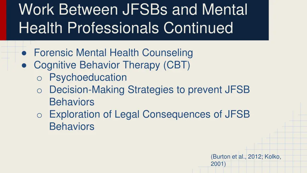 work between jfsbs and mental health