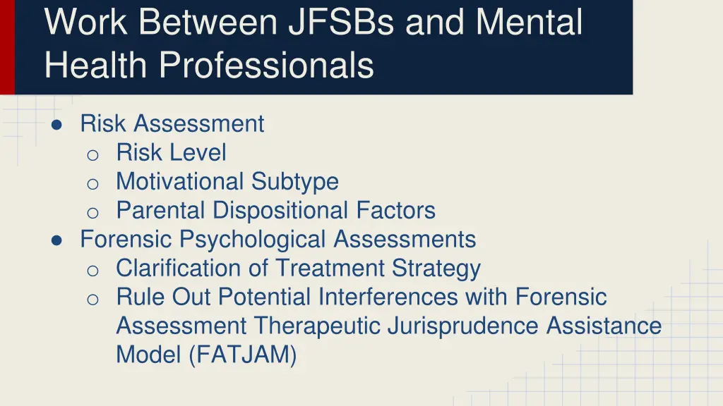 work between jfsbs and mental health professionals