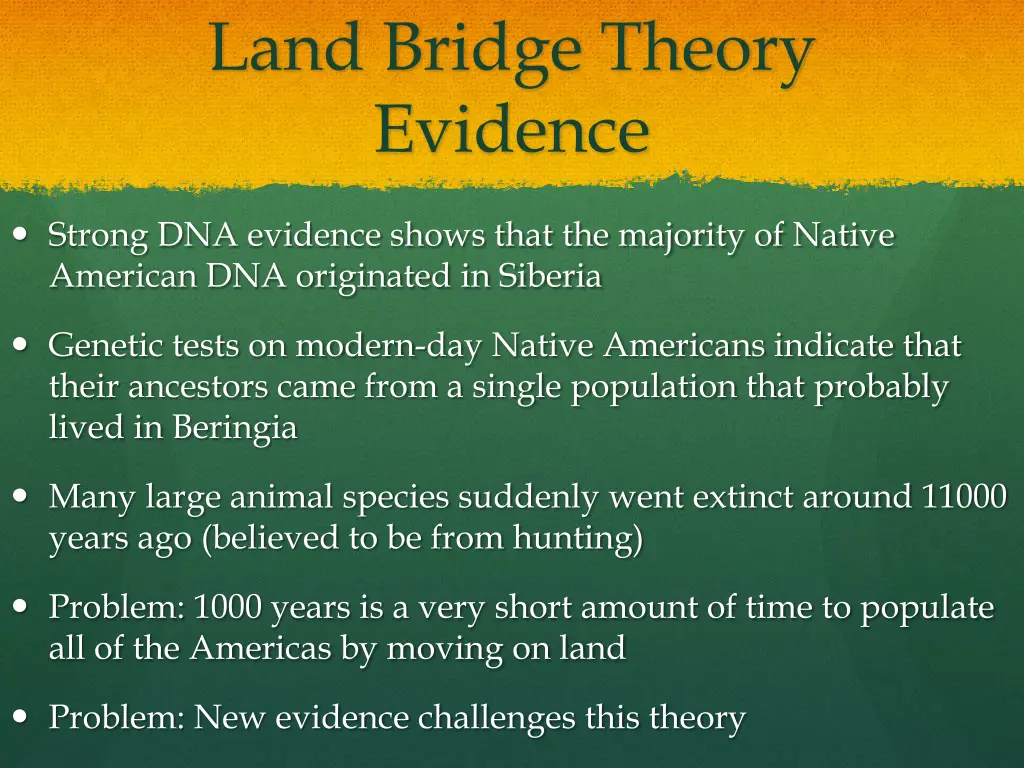 land bridge theory evidence