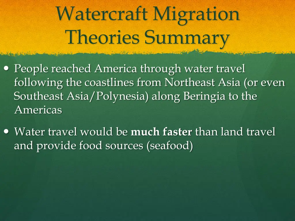 watercraft migration theories summary