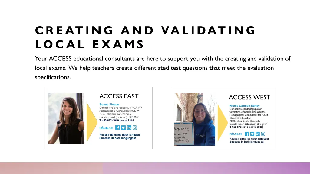 creating and validating loc al exams your access