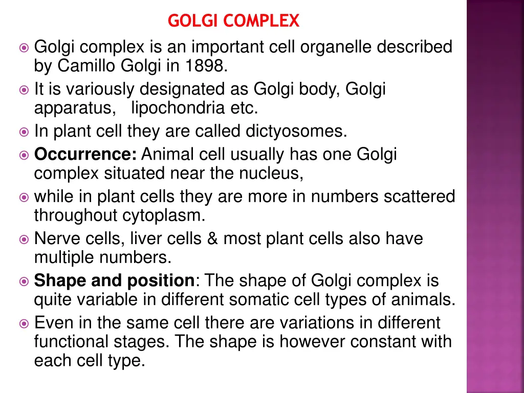 golgi complex