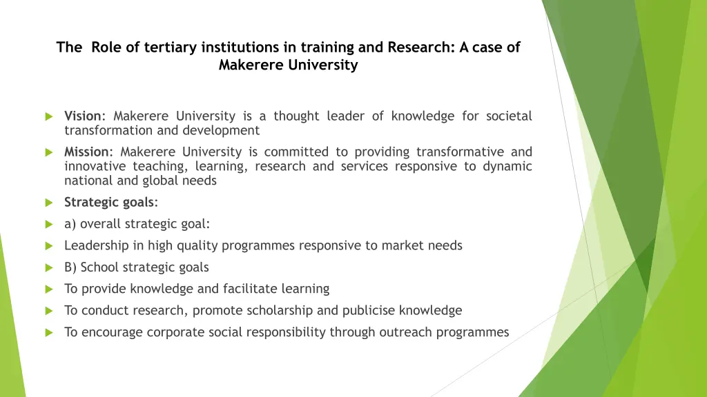 the role of tertiary institutions in training
