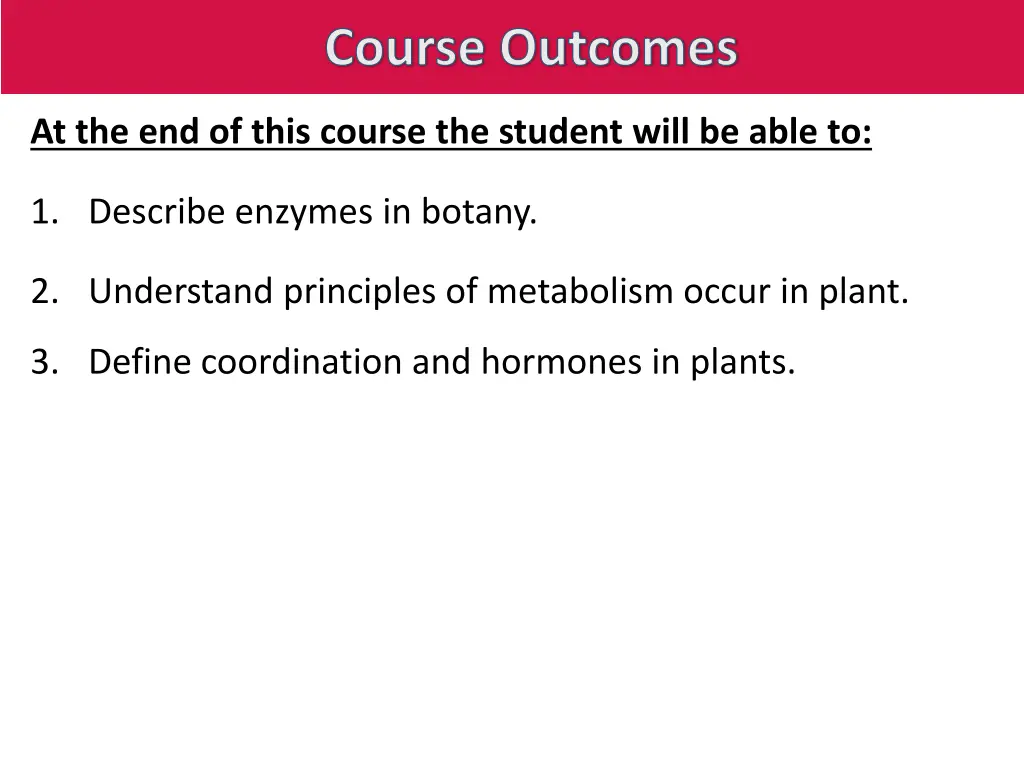 course outcomes