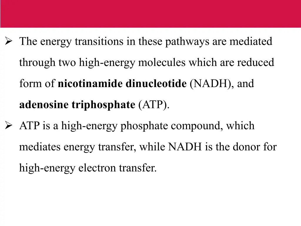 the energy transitions in these pathways
