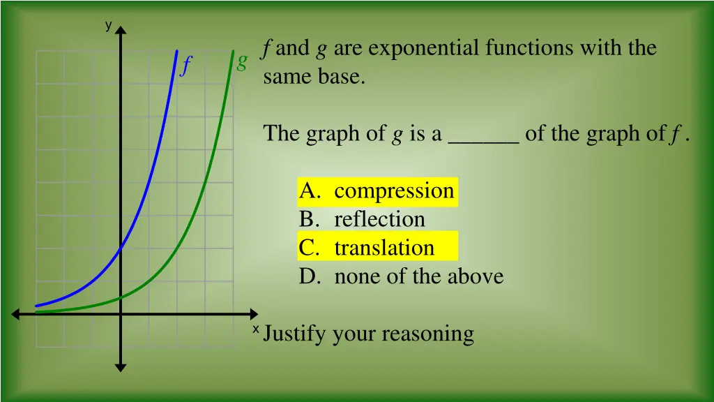 f and g are exponential functions with the same