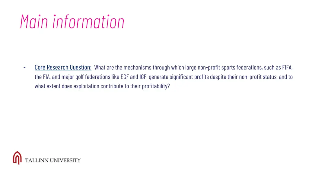 main information