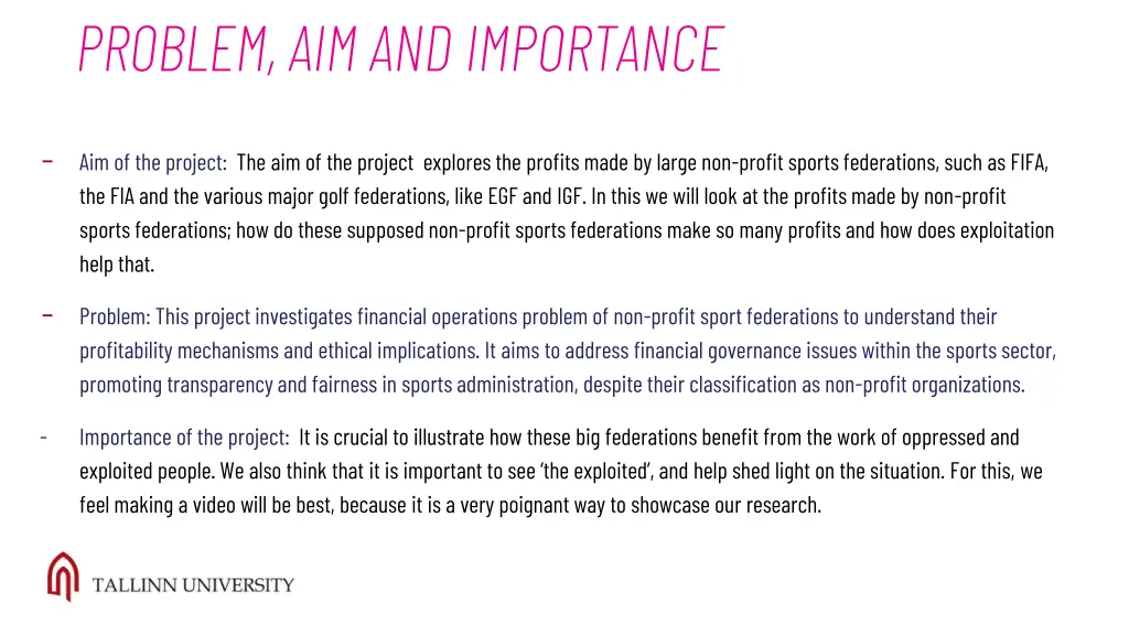problem aim and importance