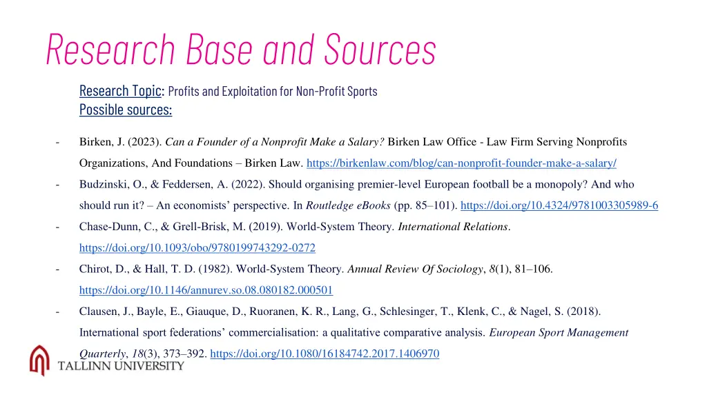 research base and sources