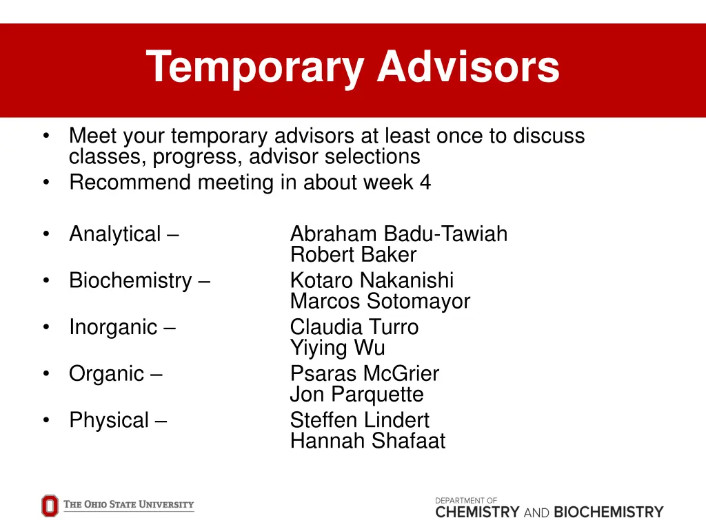 temporary advisors