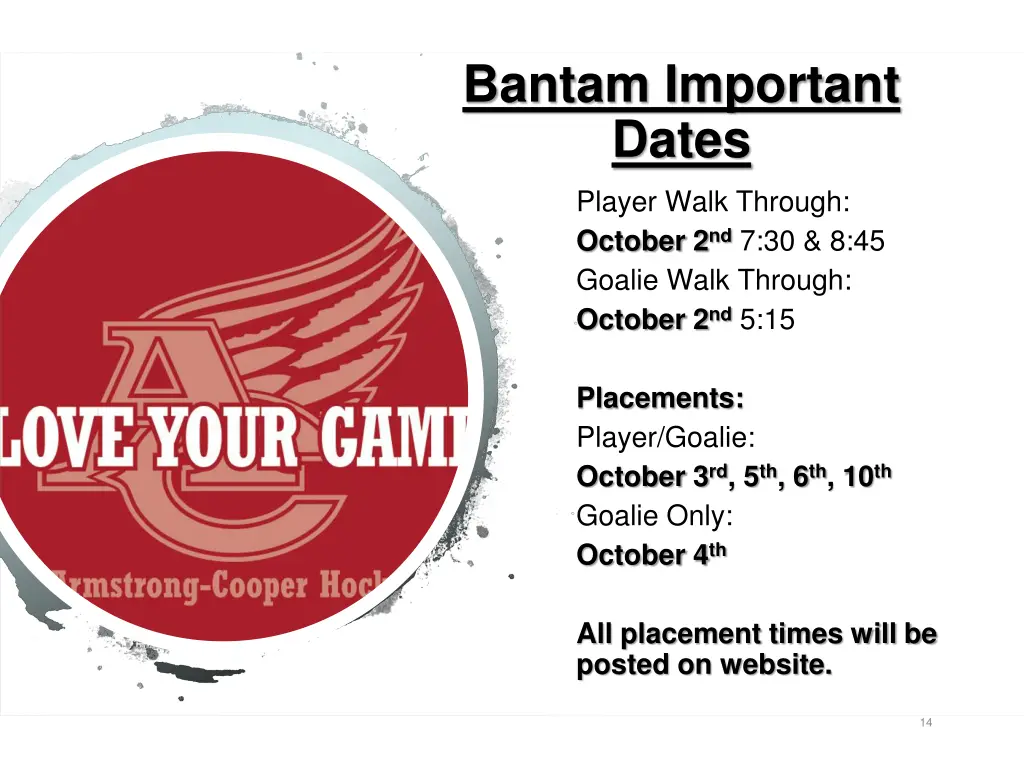 bantam important dates