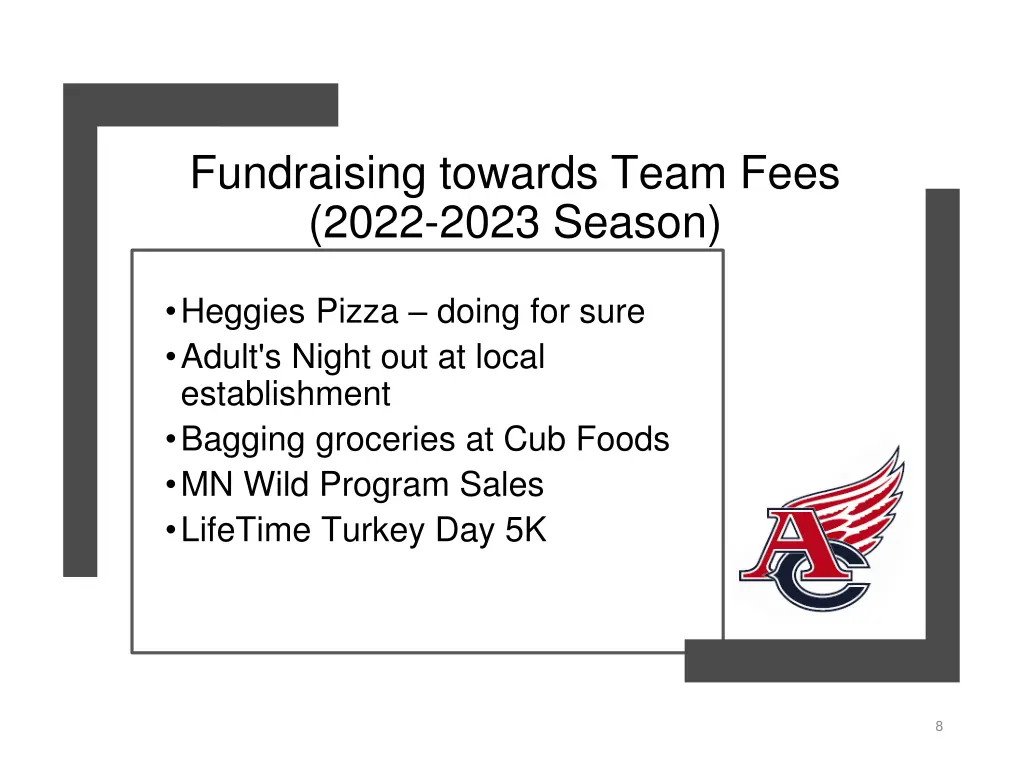 fundraising towards team fees 2022 2023 season