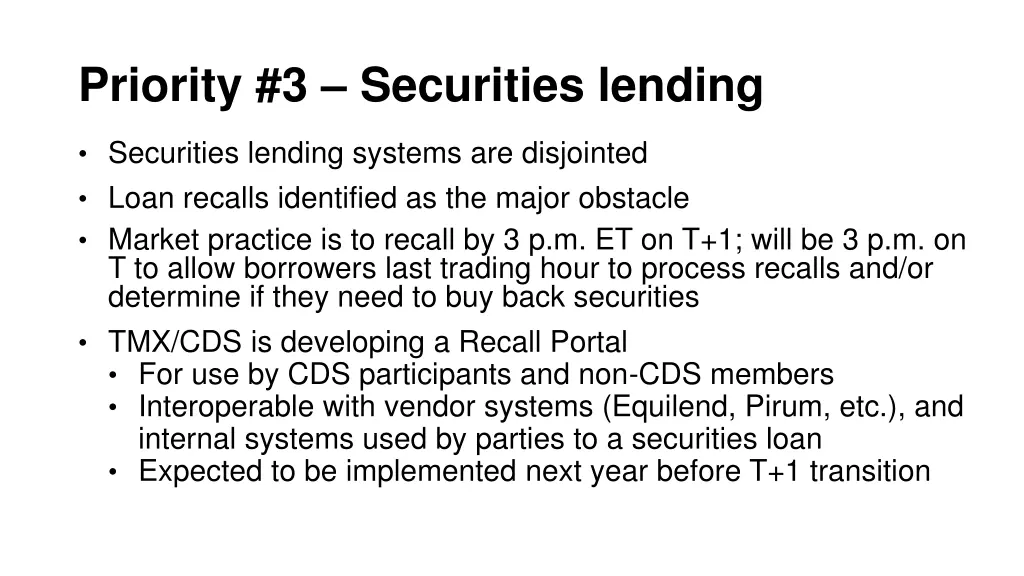 priority 3 securities lending