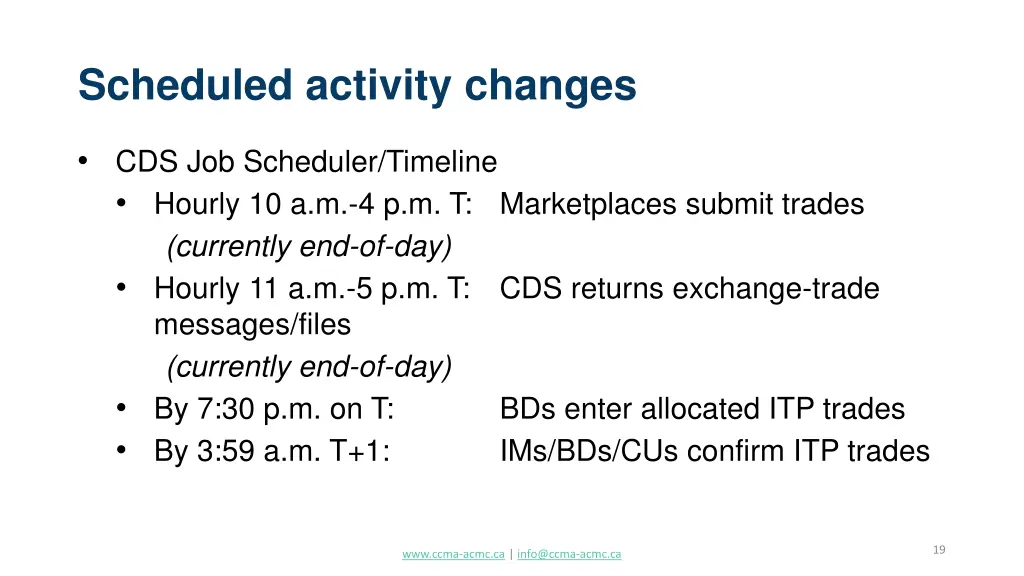 scheduled activity changes