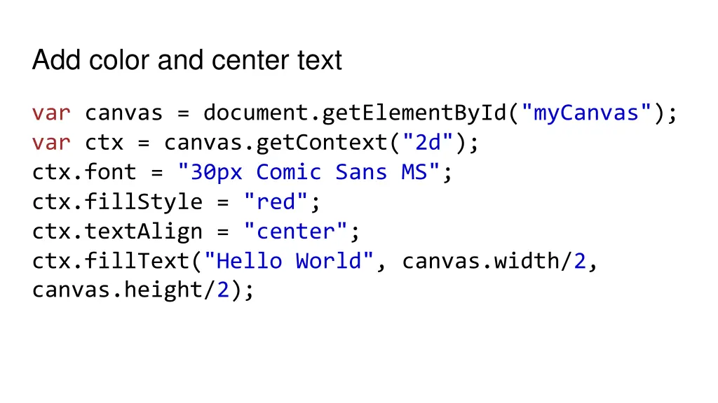 add color and center text 1