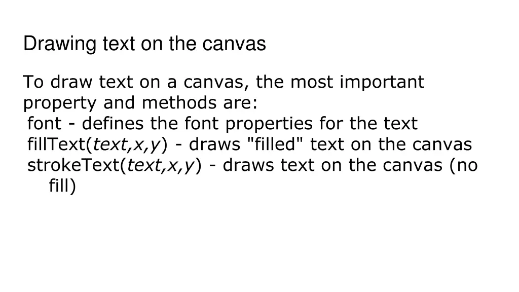 drawing text on the canvas