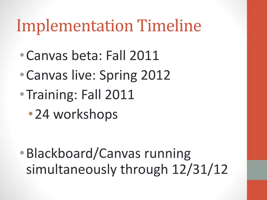 implementation timeline