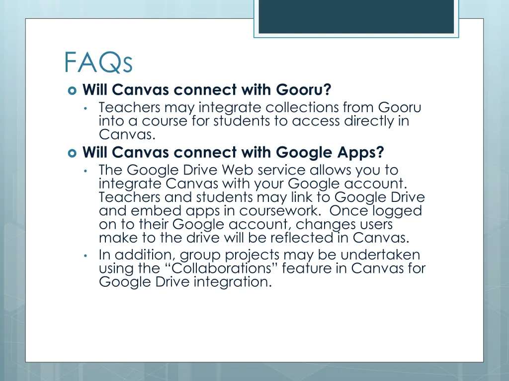 faqs will canvas connect with gooru teachers