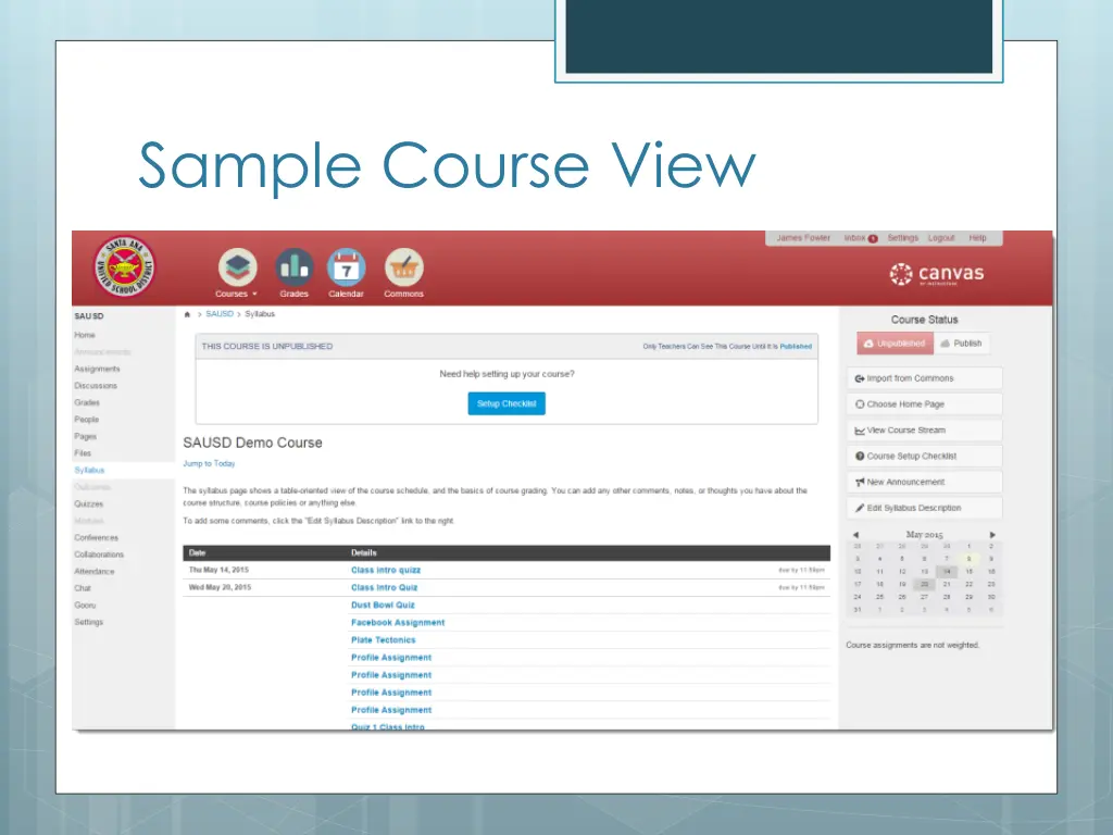 sample course view
